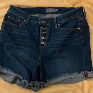 Torrid Blue Jean Shorts Frayed Hem
